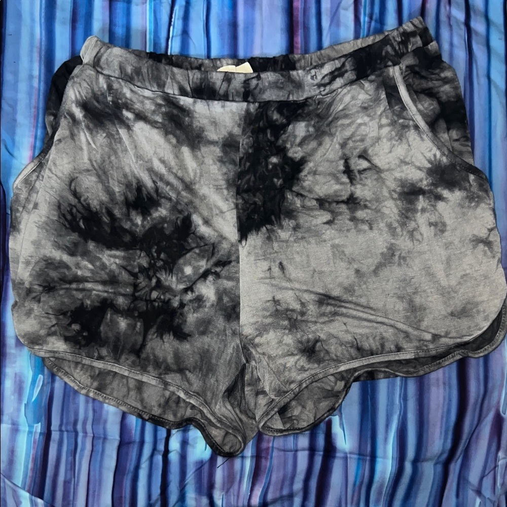 Gray and Black Tie-Dye Shorts